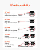 VEVOR monobloka automašīnas pastiprinātājs 1200 W RMS, 1 kanāls, D klase, stabils pie 1/2/4 Ω, ar tālvadības subwoofera līmeņa regulatoru, zemo frekvenču filtru, basa pastiprinājumu un fāzes regulēšanu