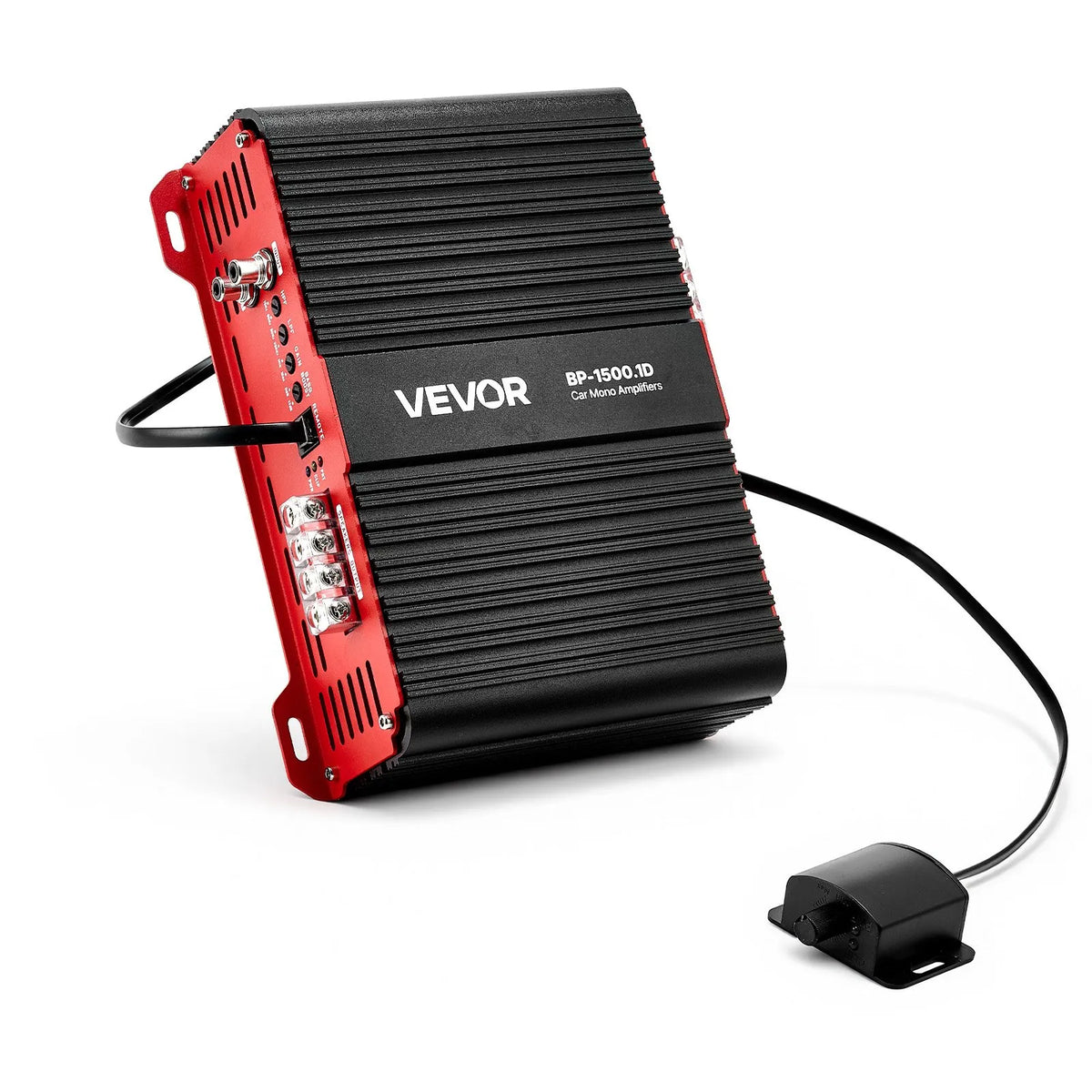VEVOR Monoblock Car Amplifier, 1500 W RMS MAX, Stable at 1/2/4 Ω, 1-Channel Class D Car Audio Amplifier with Remote Subwoofer Level Control, Low-Pass Filter and Bass Boost, Volume Controller Included
