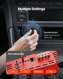 VEVOR monobloka automašīnas pastiprinātājs, 1500 W RMS MAX, stabils pie 1/2/4 Ω, 1 kanāla D klases automašīnas audio pastiprinātājs ar tālvadības subwoofera līmeņa kontroli, zemo frekvenču filtru un basu pastiprinājumu, komplektā skaļuma regulators