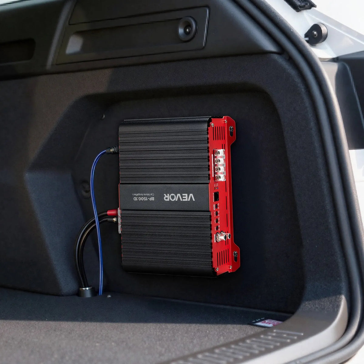 VEVOR Monoblock Car Amplifier, 1500 W RMS MAX, Stable at 1/2/4 Ω, 1-Channel Class D Car Audio Amplifier with Remote Subwoofer Level Control, Low-Pass Filter and Bass Boost, Volume Controller Included