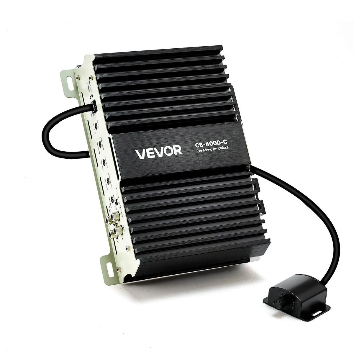 VEVOR Monoblock Car Amplifier 400 W RMS, 1 Channel, Class D, Stable at 1/2/4 Ω, with Remote Subwoofer Level Control, Low-Pass Filter, Bass Boost and Phase Adjustment