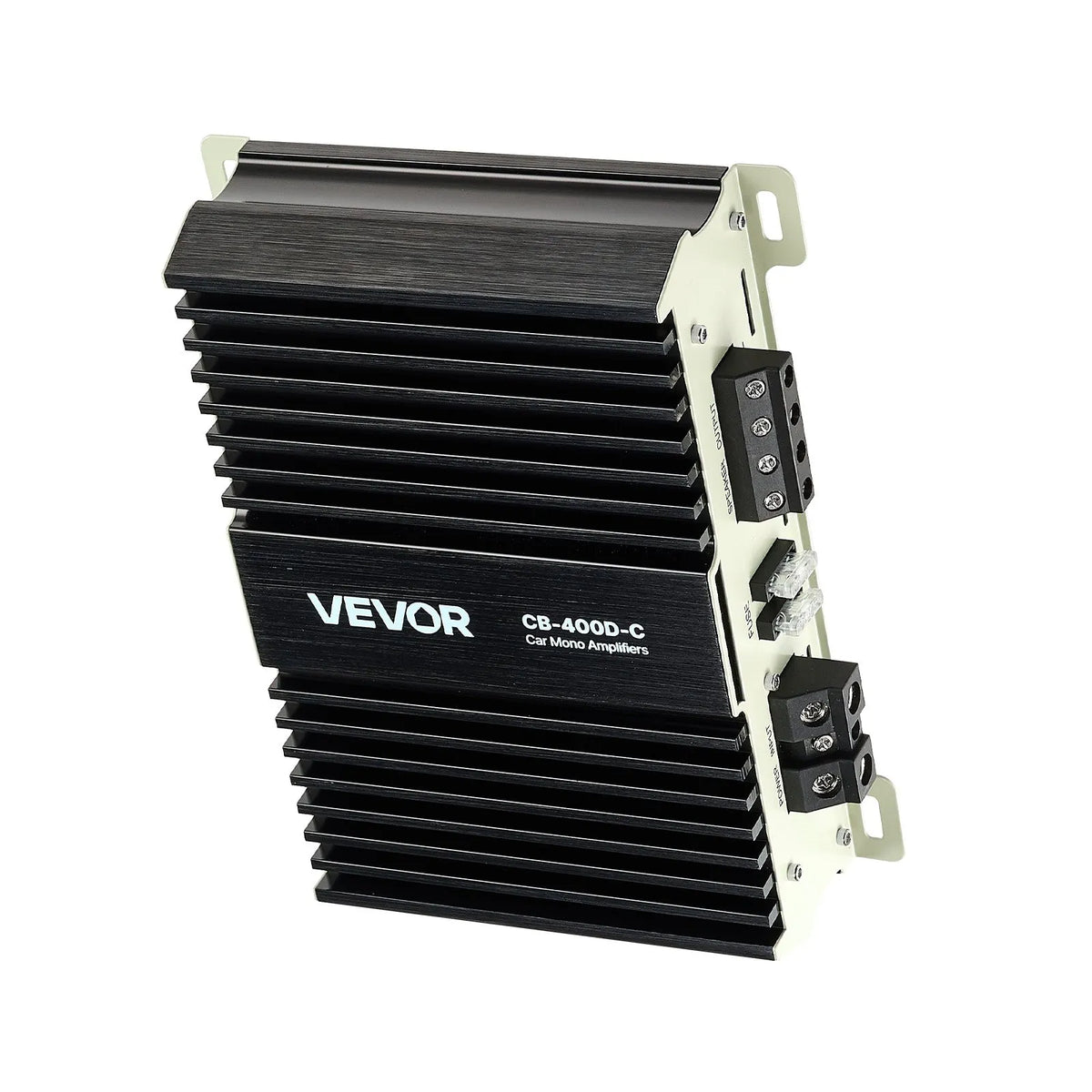 VEVOR Monoblock Car Amplifier 400 W RMS, 1 Channel, Class D, Stable at 1/2/4 Ω, with Remote Subwoofer Level Control, Low-Pass Filter, Bass Boost and Phase Adjustment