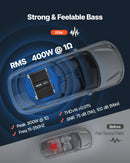 VEVOR monobloka automašīnas pastiprinātājs 400 W RMS, 1 kanāls, D klase, stabils pie 1/2/4 Ω, ar tālvadības subwoofera līmeņa regulatoru, zemo frekvenču filtru, basa pastiprinājumu un fāzes regulēšanu