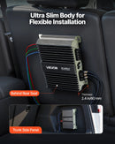 VEVOR monobloka automašīnas pastiprinātājs 400 W RMS, 1 kanāls, D klase, stabils pie 1/2/4 Ω, ar tālvadības subwoofera līmeņa regulatoru, zemo frekvenču filtru, basa pastiprinājumu un fāzes regulēšanu