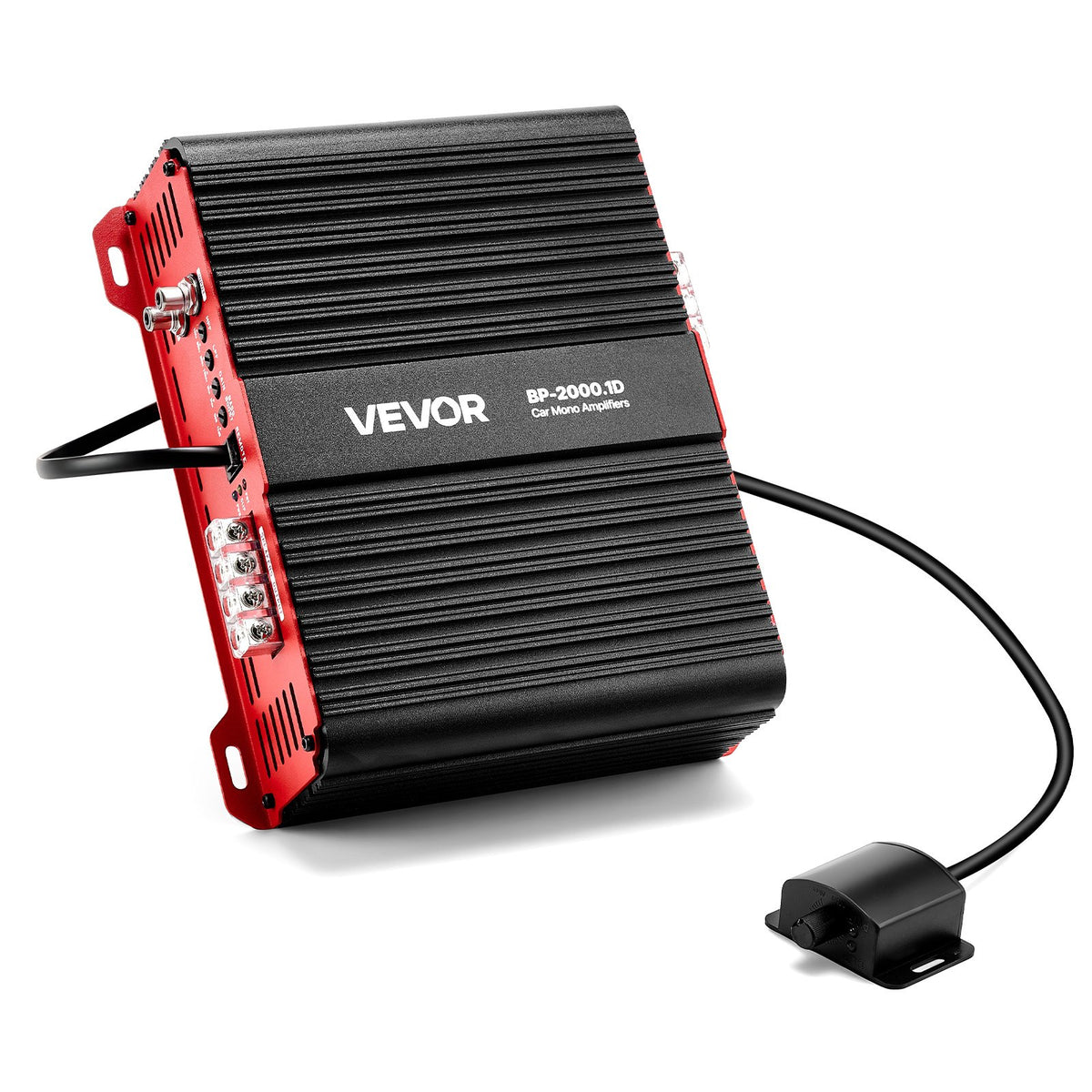 VEVOR Monoblock Car Amplifier, up to 2000 W, Stable 1/2/4 Ω, 1-Channel Class D Audio Amplifier with Remote Subwoofer Level Control, Low-Pass Filter and Bass Boost, Volume Controller Included