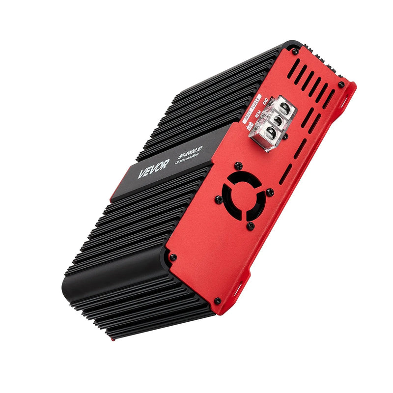 VEVOR monobloka automašīnas pastiprinātājs, līdz 2000 W, stabils 1/2/4 Ω, 1 kanāla D klases audio pastiprinātājs ar tālvadāmu zemfrekvenču līmeņa kontroli, zemfrekvenču filtru un basu pastiprinājumu, komplektā skaļuma regulators