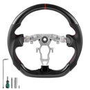 VEVOR stūre Nissan 370Z 2008–2020, D formas stūre ar plakanu apakšdaļu, oglekļa šķiedras apdare, ādas satvēriena zona ar neslīdošu tekstūru un precīzām šuvēm, melna