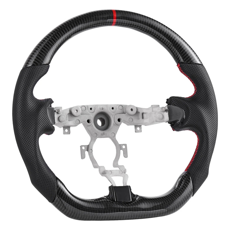VEVOR stūre Nissan 370Z 2008–2020, D formas stūre ar plakanu apakšdaļu, oglekļa šķiedras apdare, ādas satvēriena zona ar neslīdošu tekstūru un precīzām šuvēm, melna