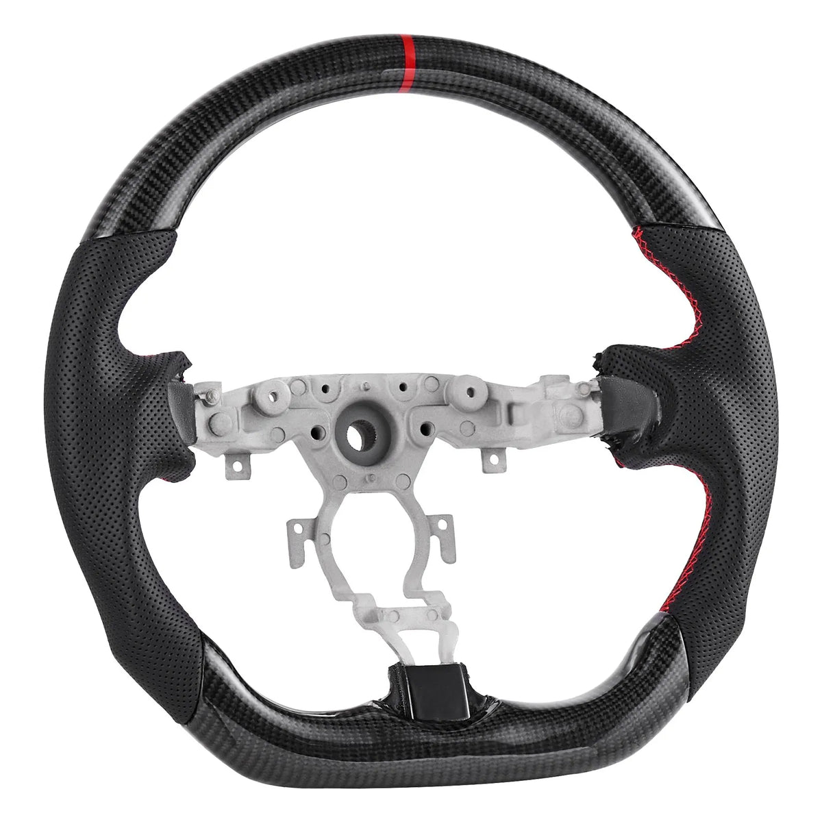 VEVOR stūre Nissan 370Z 2008–2020, D formas stūre ar plakanu apakšdaļu, oglekļa šķiedras apdare, ādas satvēriena zona ar neslīdošu tekstūru un precīzām šuvēm, melna