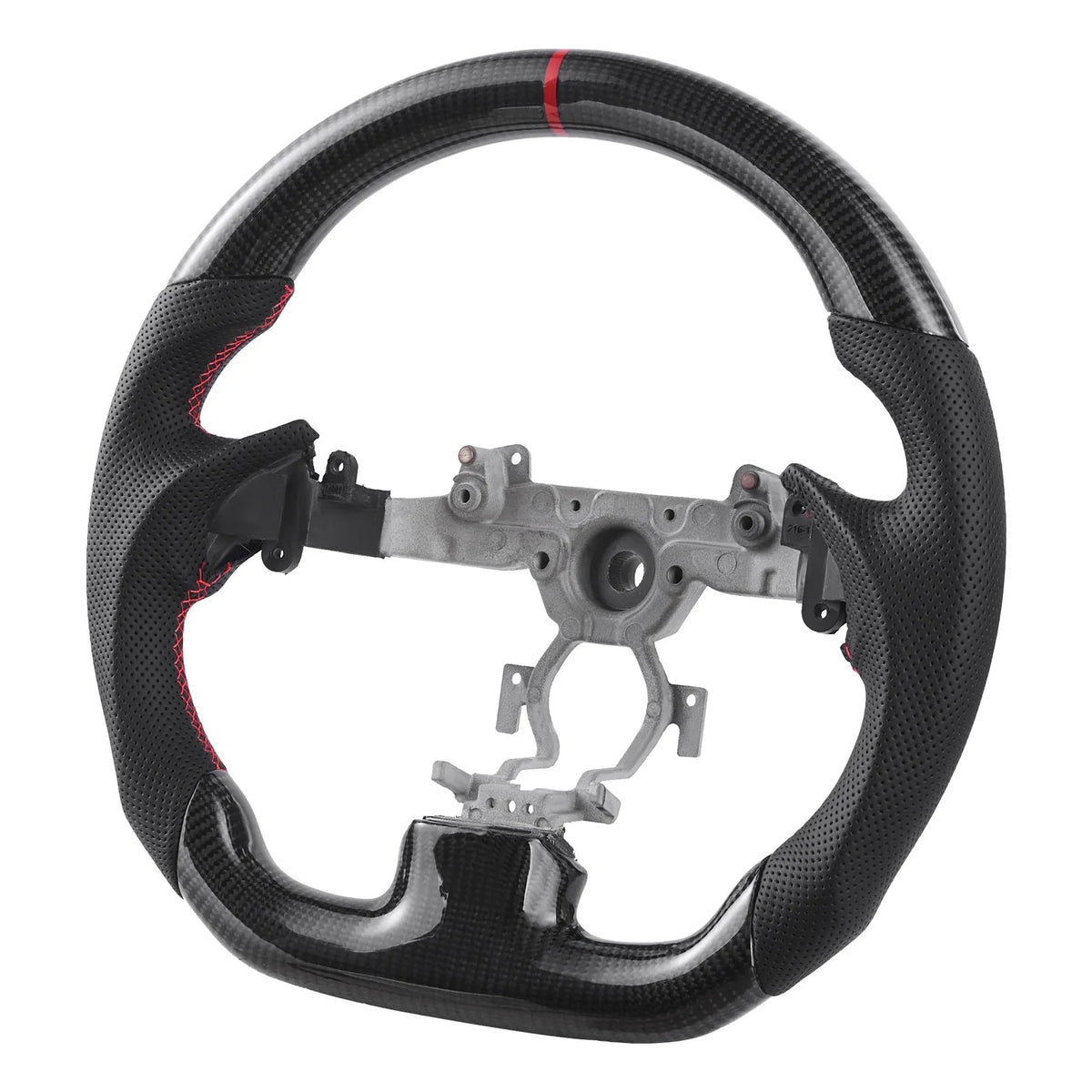 VEVOR Steering Wheel for Infiniti G37 2007–2013, D-Shape Steering Wheel with Flat Bottom, Carbon Fibre Finish, Leather Grip Zone with Non-Slip Texture and Precision Stitching, Black