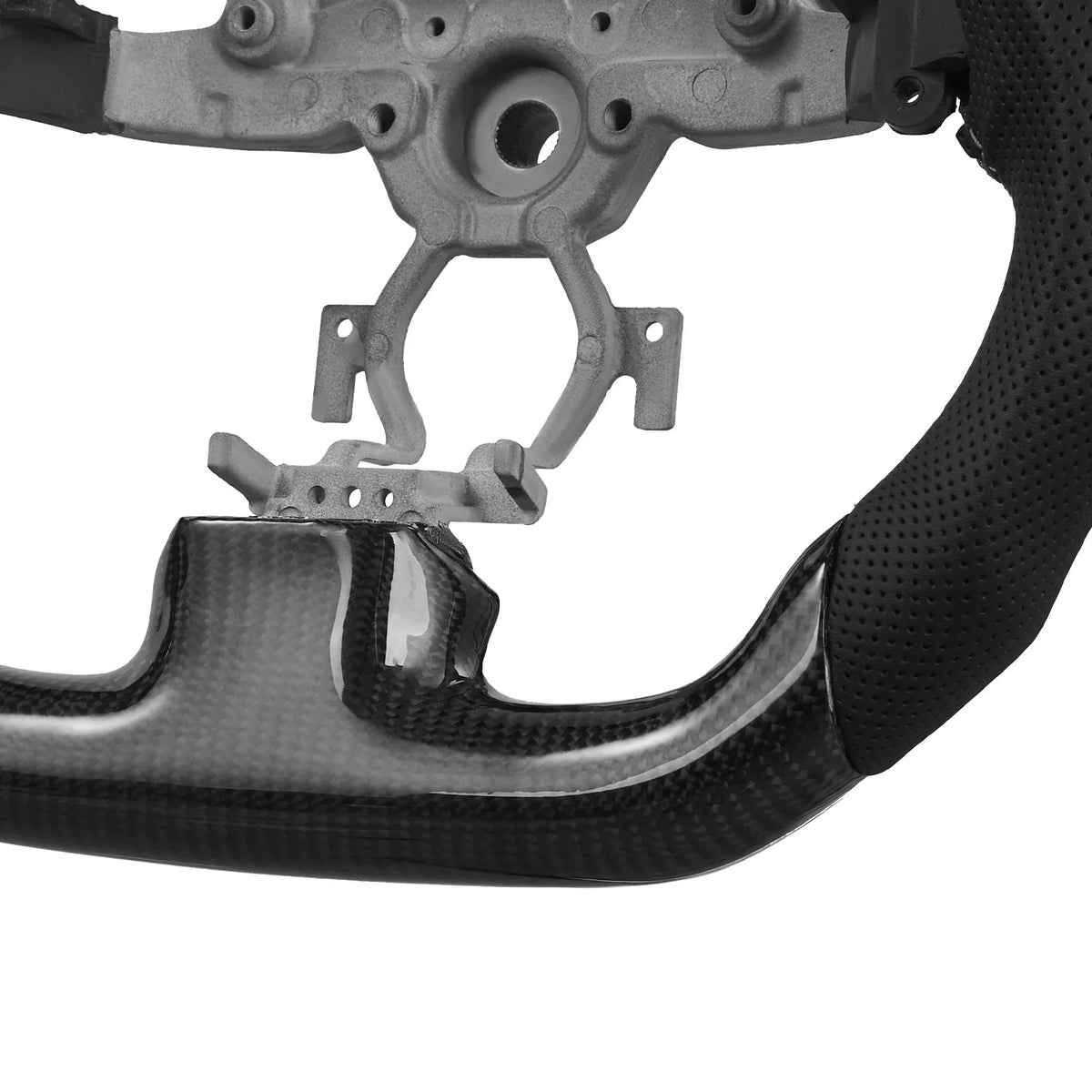 VEVOR Steering Wheel for Infiniti G37 2007–2013, D-Shape Steering Wheel with Flat Bottom, Carbon Fibre Finish, Leather Grip Zone with Non-Slip Texture and Precision Stitching, Black