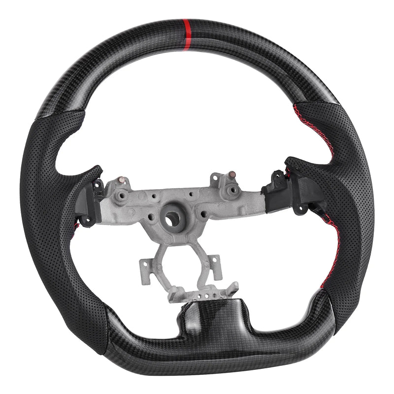 VEVOR stūre Infiniti G37 2007–2013, D formas stūre ar plakanu apakšdaļu, oglekļa šķiedras apdare, ādas satvēriena zona ar neslīdošu tekstūru un precīzām šuvēm, melna