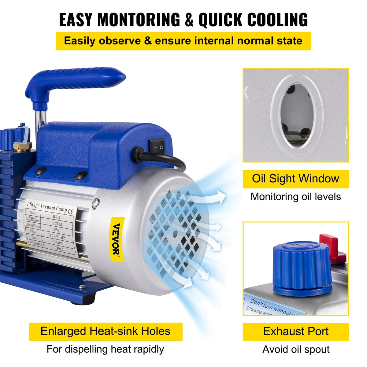 VEVOR Single-Stage Vacuum Pump 85 l/min, 186 W, with 13 l Vacuum Chamber, HVAC A/C and Refrigeration Evacuation Kit