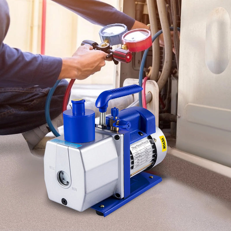 VEVOR 6 CFM (≈170 l/min) 1/2 ZS divpakāpju dzesēšanas vakuumsūknis, HVAC un gaisa kondicionēšanas vakuumsūkņa komplekts saldēšanas sistēmām, vakuumformēšanai un vakuuma iepakošanai