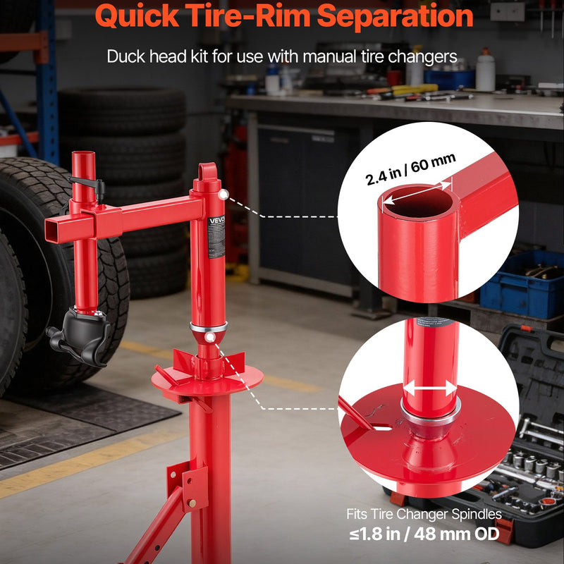 VEVOR manuālā riepu montāžas iekārta ar “Duck Head” uzgali un sudraba konusu, piemērota 406–533 mm riteņiem, izturīgs riepu montāžas un demontāžas adapteru komplekts automašīnām, SUV, kravas auto un ATV