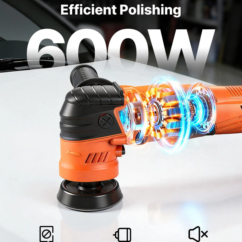 VEVOR auto pulētājs 30/50/76 mm, rotācijas pulēšanas aparāts 600 W, 6 regulējami ātrumi 1000–4500 apgr./min, komplekts auto detailingam, vaskošanai, pulēšanai un skrāpējumu noņemšanai - ZEMLETES.LV