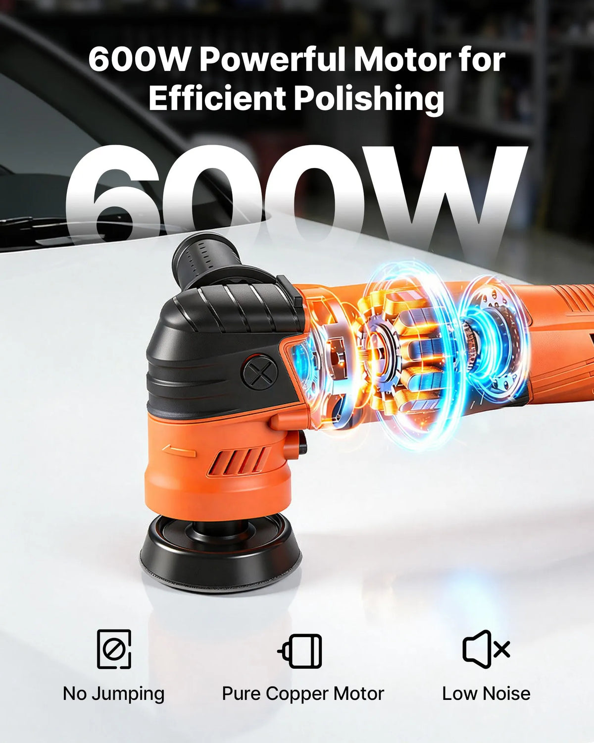 VEVOR auto pulētājs 30/50/76 mm, rotācijas pulēšanas aparāts 600 W, 6 regulējami ātrumi 1000–4500 apgr./min, komplekts auto detailingam, vaskošanai, pulēšanai un skrāpējumu noņemšanai - ZEMLETES.LV