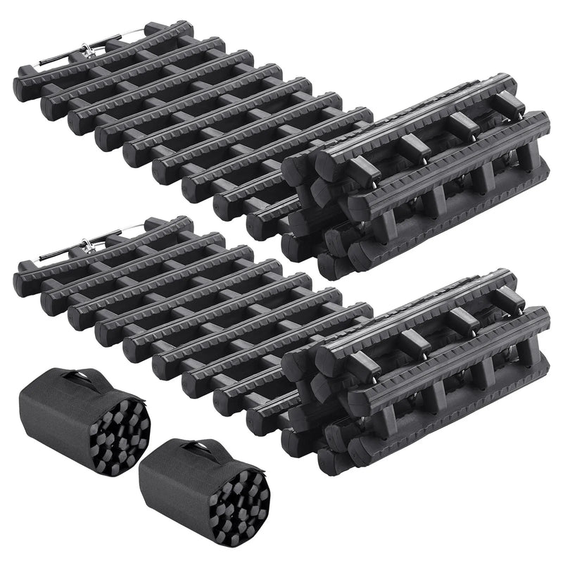 VEVOR 7 t vilkšanas dēļi no TPR materiāla, atgūšanas dēļi apvidus auto, vieglajām automašīnām, pikapiem, SUV un kemperiem, pāris riepu saķeres paliktņu sniegam, smiltīm, dubļiem un irdenam reljefam, ar glabāšanas somām, īsie, melni