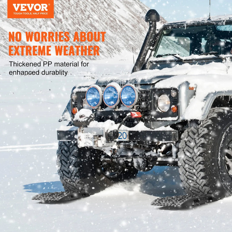 VEVOR 10 t PP saķeres dēļi bezceļu transportlīdzekļiem, īsie melnie riepu saķeres paklāji sniegam, smiltīm, dubļiem un irdenam reljefam, komplektā ar uzglabāšanas somu