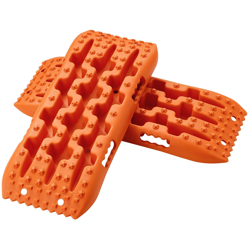 VEVOR 10 t PP saķeres dēļi bezceļu transportlīdzekļiem, īsie oranžie riepu saķeres paklāji sniegam, smiltīm, dubļiem un irdenam reljefam, ar uzglabāšanas somu