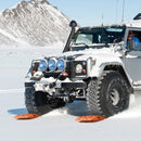 VEVOR 10 t PP saķeres dēļi bezceļu transportlīdzekļiem, īsie oranžie riepu saķeres paklāji sniegam, smiltīm, dubļiem un irdenam reljefam, ar uzglabāšanas somu