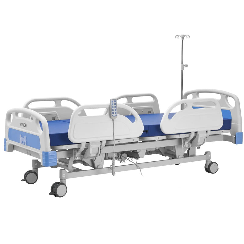 VEVOR pilnībā elektriska slimnīcas gulta ar 5 funkcijām un Trendelenburga un reversā Trendelenburga režīmu, medicīniskā gulta ar 127 mm bloķējamiem riteņiem un augsta blīvuma matraci mājas un slimnīcas lietošanai, slodze līdz 250 kg - ZEMLETES.LV
