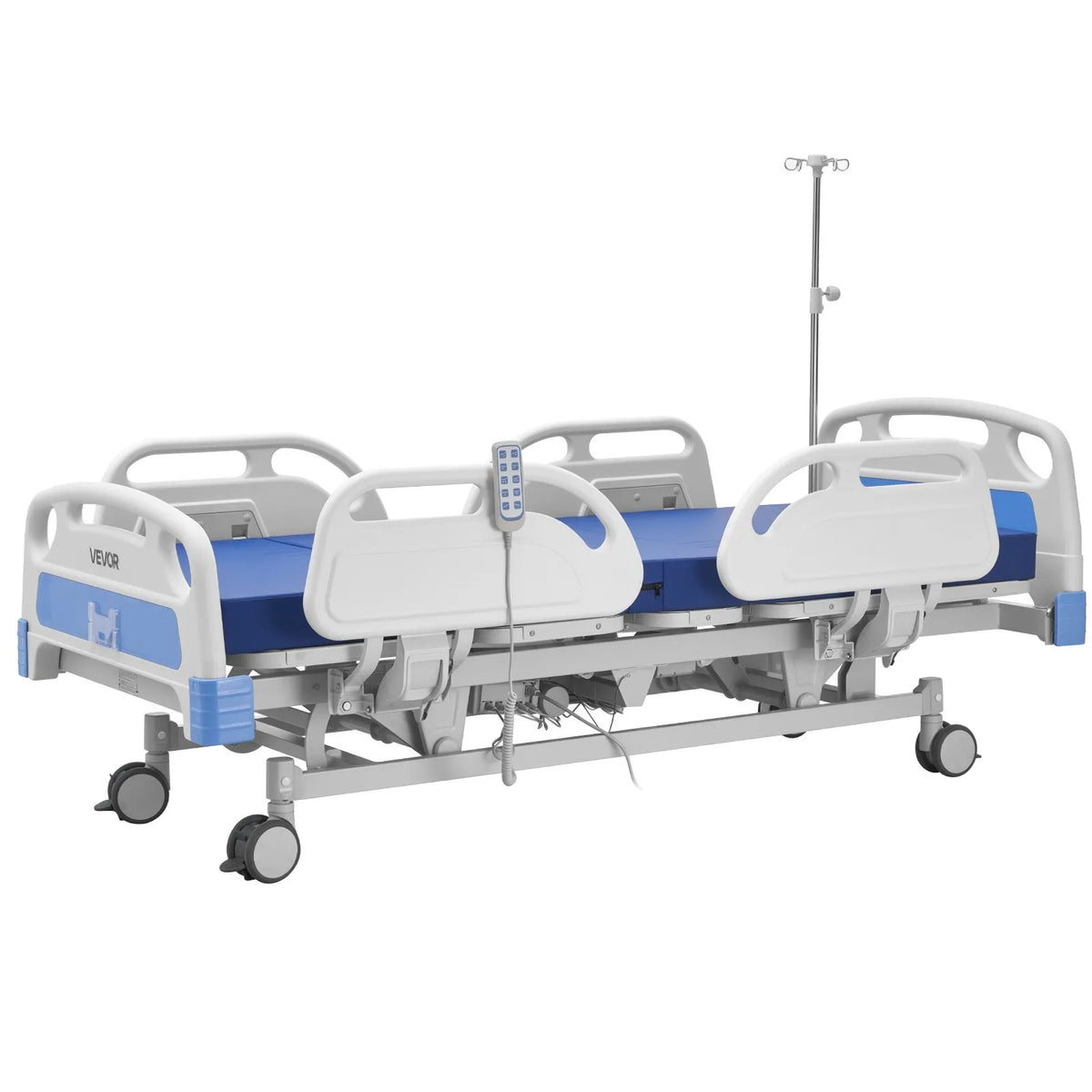 VEVOR pilnībā elektriska slimnīcas gulta ar 5 funkcijām un Trendelenburga un reversā Trendelenburga režīmu, medicīniskā gulta ar 127 mm bloķējamiem riteņiem un augsta blīvuma matraci mājas un slimnīcas lietošanai, slodze līdz 250 kg - ZEMLETES.LV