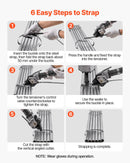 Pneimatiskais tērauda lentu sastiprināšanas aparāts ar 8500 N vilces spēku, metāla lentu savilcējs un griezējs 19 mm platām lentēm, smagsvara dalītā tipa presēšanas ierīce augstas izturības iepakošanai