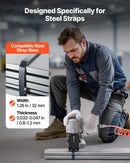 Pneimatiskais tērauda lentu sastiprināšanas aparāts ar 8500 N vilces spēku, metāla lentu savilcējs un griezējs 32 mm platām lentēm, smagsvara dalītā tipa presēšanas ierīce augstas izturības iepakošanai