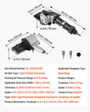 Pneimatiskais tērauda lentu sastiprināšanas aparāts ar 8500 N vilces spēku, metāla lentu savilcējs un griezējs 32 mm platām lentēm, smagsvara dalītā tipa presēšanas ierīce augstas izturības iepakošanai