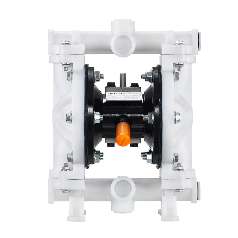 VEVOR pneimatiskais dubultmembrānu sūknis, maks. plūsma 17 l/min, standarta ieplūde un izplūde, polipropilēna korpuss, divas membrānas, paredzēts dīzeļdegvielai, smērvielām, petrolejai un benzīnam