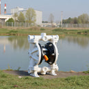 VEVOR pneimatiskais dubultmembrānu sūknis, maks. plūsma 17 l/min, standarta ieplūde un izplūde, polipropilēna korpuss, divas membrānas, paredzēts dīzeļdegvielai, smērvielām, petrolejai un benzīnam