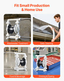 VEVOR pneimatiskais dubultmembrānu sūknis, maks. plūsma 95 l/min, standarta ieplūde un izplūde, polipropilēna korpuss, divas membrānas, paredzēts dīzeļdegvielai, smērvielām, petrolejai un benzīnam