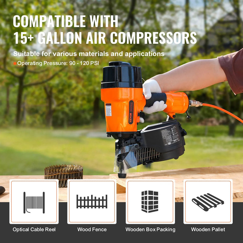 MCN90 Ruļļveida karkasa naglotājs 44,45-88,9 mm 15° pneimatiskais naglotājs