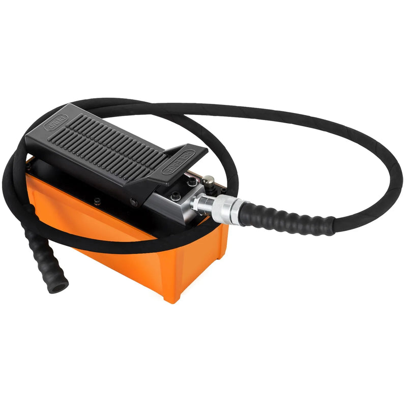 Hidrauliskā pneimatiskā kājas sūkņa sistēma ar šļūteni, darba spiediens 689 bar, piemērota hidrauliskajiem cilindriem un domkratiem, kājām darbināms modelis