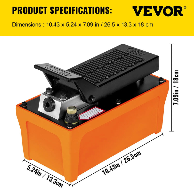 Hidrauliskā pneimatiskā kājas sūkņa sistēma ar šļūteni, darba spiediens 689 bar, piemērota hidrauliskajiem cilindriem un domkratiem, kājām darbināms modelis