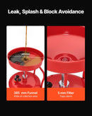 95 L pneimatiski darbināma eļļas noteces tvertne ar regulējamu piltuves augstumu, pārvietojama ar riteņiem, rūpnieciska šķidrumu un degvielas notecināšanas ierīce auto servisiem, sarkana