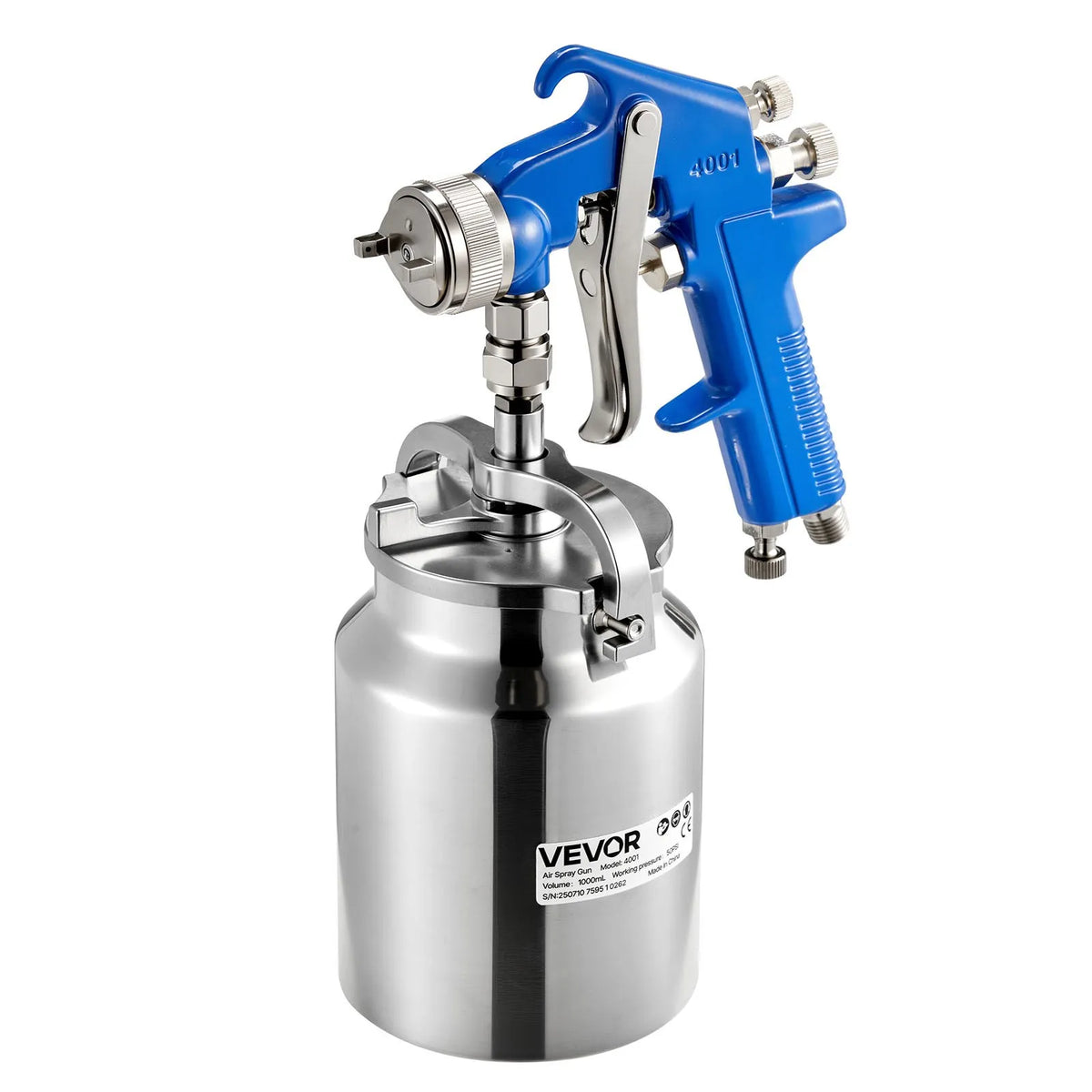 VEVOR Siphon Feed Spray Gun with 1000 ml Tank, High Atomization Pneumatic Spray Gun with 1.8 mm Nozzle, Adjustable Flow and Air Supply for Cars, Furniture, Walls and Home Painting