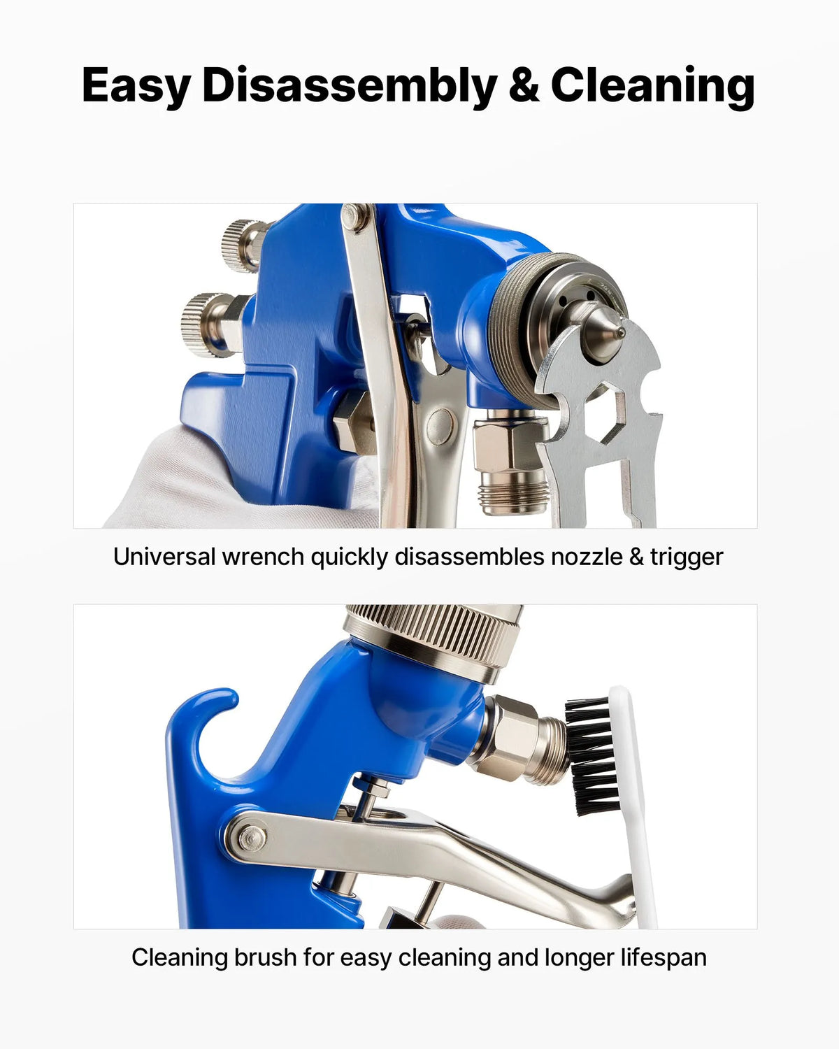 VEVOR Siphon Feed Spray Gun with 1000 ml Tank, High Atomization Pneumatic Spray Gun with 1.8 mm Nozzle, Adjustable Flow and Air Supply for Cars, Furniture, Walls and Home Painting