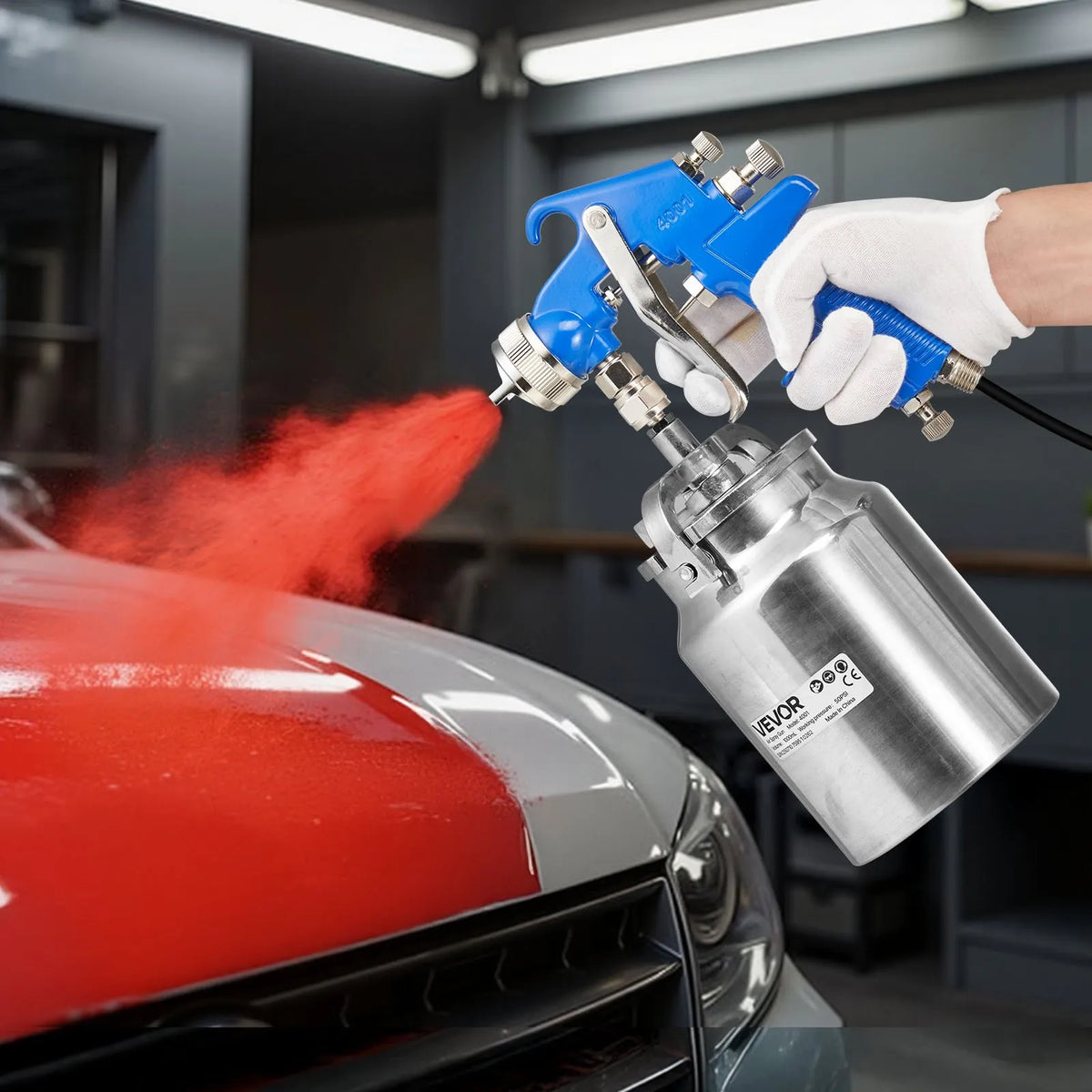 VEVOR Siphon Feed Spray Gun with 1000 ml Tank, High Atomization Pneumatic Spray Gun with 1.8 mm Nozzle, Adjustable Flow and Air Supply for Cars, Furniture, Walls and Home Painting