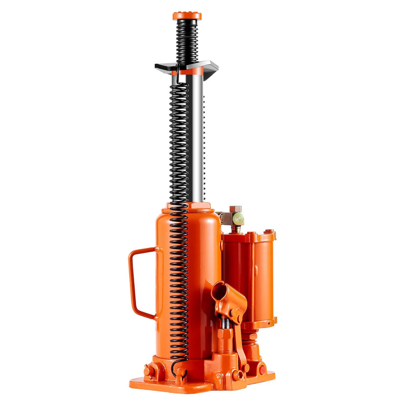 VEVOR pneimatiskais hidrauliskais pudeles domkrats 12 t ar pacelšanas diapazonu 265–505 mm, pneimatisks un manuāls pastiprinātas konstrukcijas metināts domkrats ar rokas sūkni, piemērots SUV, pikapiem, kravas automobiļiem un vieglo auto remontam, oranžs