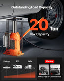 VEVOR pneimatiskais/hidrauliskais pudeles domkrats, celtspēja 20 t, pacelšanas diapazons 260–495 mm, pastiprinātas konstrukcijas metināts domkrats ar sūkni, paredzēts SUV, pikapiem, kravas auto, kemperiem un auto remontam, oranžs