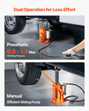 VEVOR pneimatiskais/hidrauliskais pudeles domkrats, celtspēja 20 t, pacelšanas diapazons 260–495 mm, pastiprinātas konstrukcijas metināts domkrats ar sūkni, paredzēts SUV, pikapiem, kravas auto, kemperiem un auto remontam, oranžs