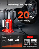 Gaisa hidrauliskais pudeļveida domkrats, 20 t, 260-495 mm, sarkans