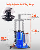 Gaisa hidrauliskais pudeļveida domkrats, 20 t, 260-495 mm, pneimatiskais/manuālais smagās slodzes metinātais domkrats ar sūkni automašīnām, pikapiem, kravas auto, kemperiem, SUV, auto remontam un māju pacelšanai, zils