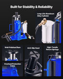 Gaisa hidrauliskais pudeļveida domkrats, 20 t, 260-495 mm, pneimatiskais/manuālais smagās slodzes metinātais domkrats ar sūkni automašīnām, pikapiem, kravas auto, kemperiem, SUV, auto remontam un māju pacelšanai, zils