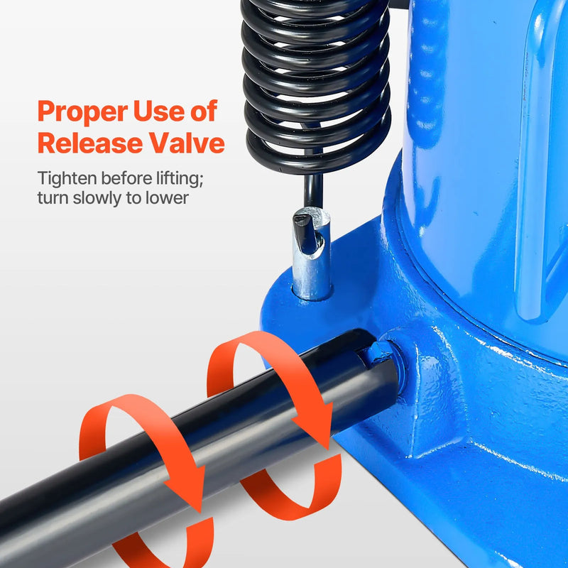 VEVOR pneimatiskais hidrauliskais pudeles domkrats 32 t, celšanas diapazons 255–415 mm, pneimatisks/manuāls smagas slodzes metināts domkrats ar sūkni SUV, pikapiem, kravas auto un auto remontam, zils