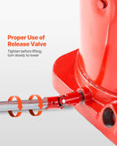 VEVOR pneimatiskais hidrauliskais pudeles domkrats 50 t, celšanas diapazons 265–410 mm, pneimatisks/manuāls smagas slodzes metināts domkrats ar sūkni SUV, pikapiem, kravas auto un auto remontam, sarkans