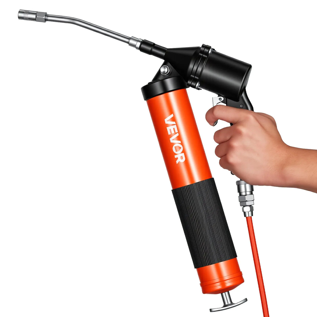 VEVOR Grease Gun, High-Pressure 41.4 MPa, Heavy-Duty Pistol-Type Grease Kit with 0.4 L Capacity, 45.7 cm Flexible Hose, 1 Rigid Extension and 2 Flat Tips for Automotive and Marine Applications
