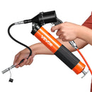 VEVOR smērviela pistole, augstspiediena 41,4 MPa, pastiprinātas konstrukcijas pistoles tipa smērvielas komplekts ar 0,4 l ietilpību, 45,7 cm elastīgu šļūteni, 1 stingru pagarinātāju un 2 plakaniem uzgaļiem automobiļu un jūras tehnikai